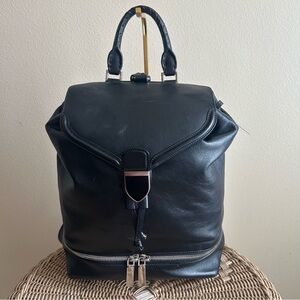 Alexander McQueen Unisex Black Leather Backpack - Serial Number #414637